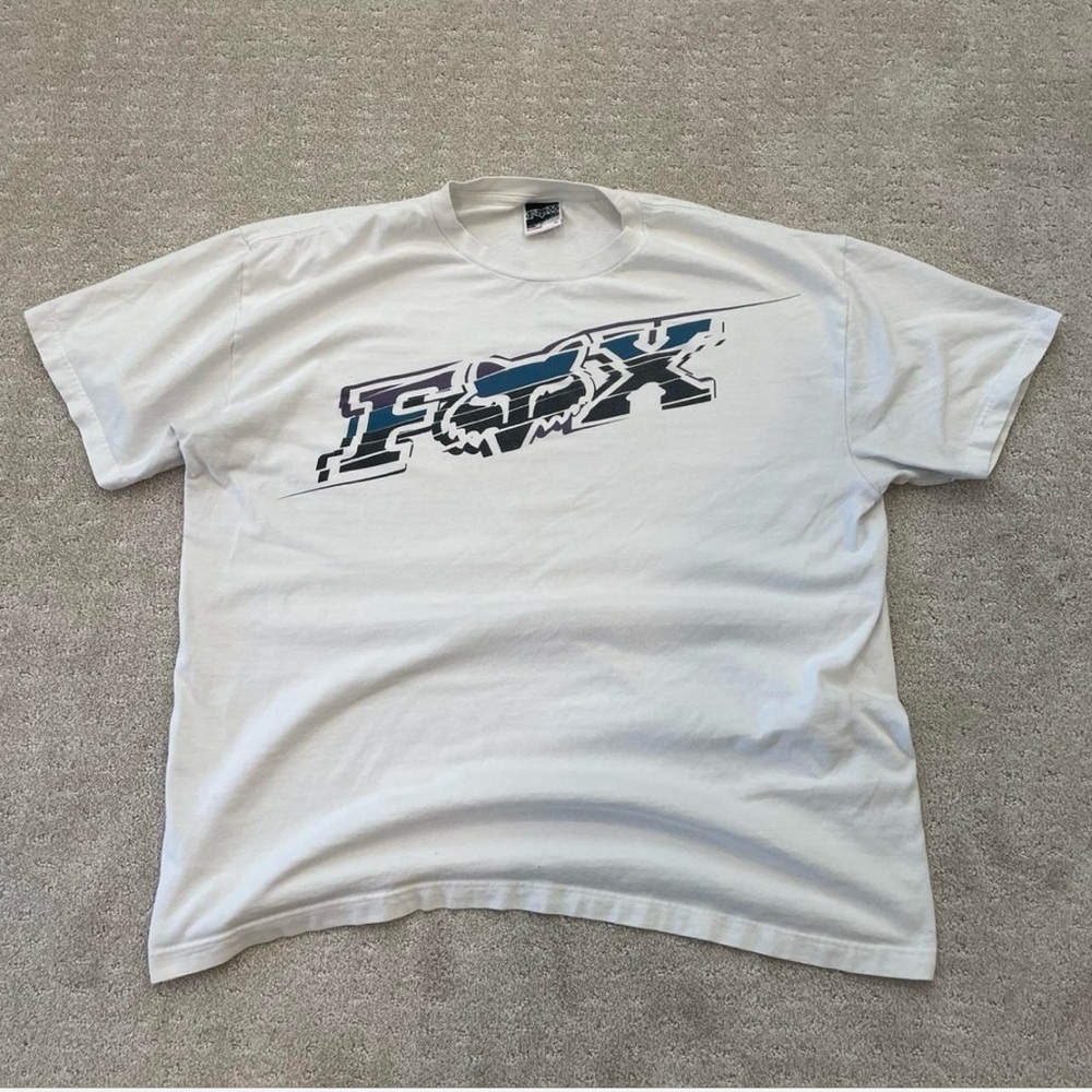Fox Racing Men's White and Black Logo Tee